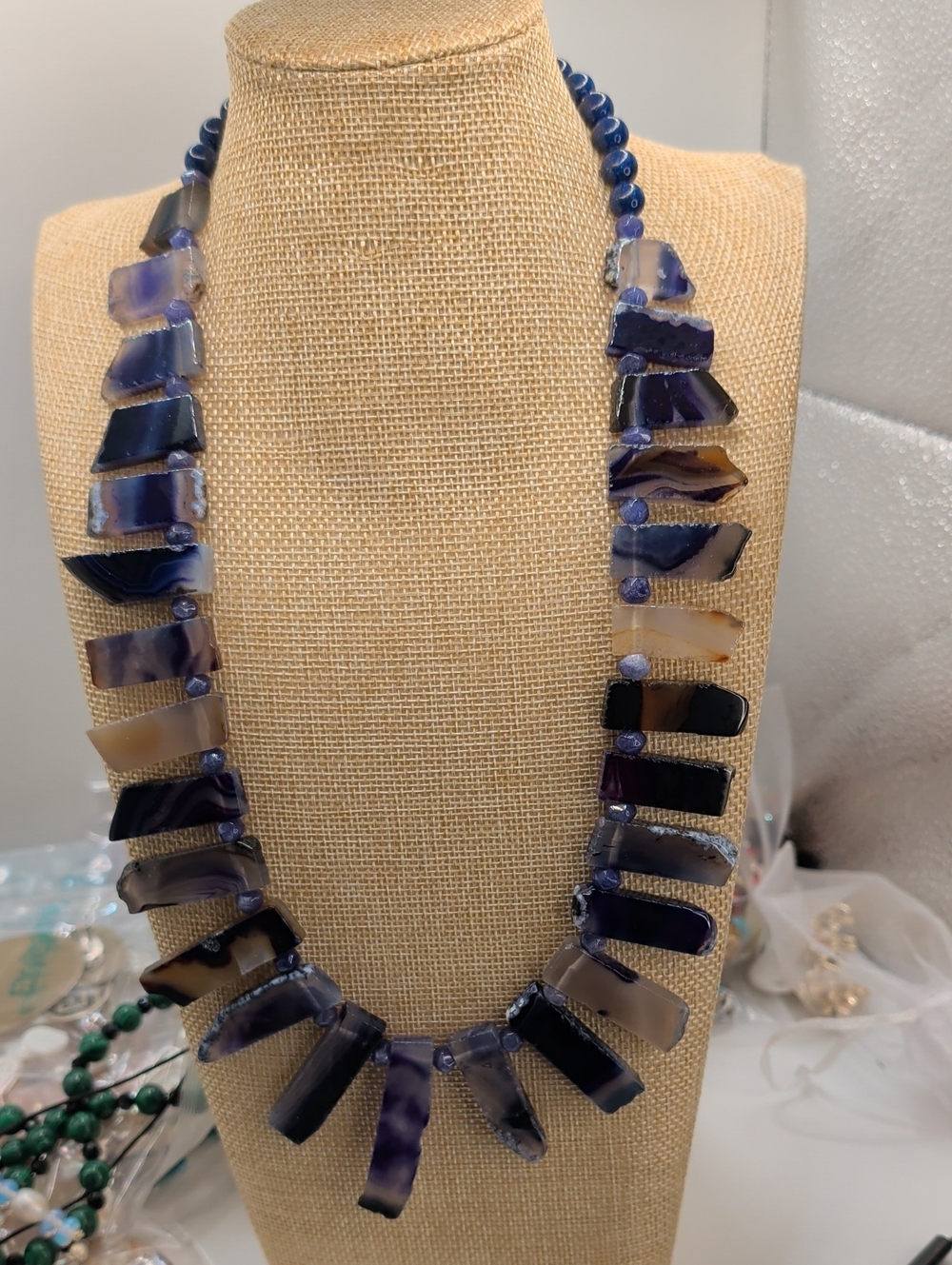 Handmade Purple Blue Amethyst Statement Necklace - Elegant Necklace. 26"